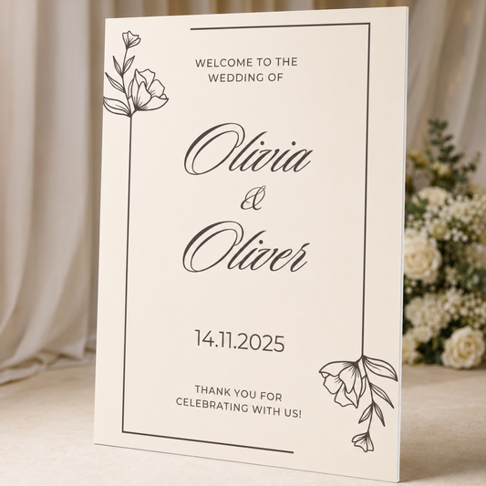 Personalised Wedding Welcome Sign – Printed Foamex Board