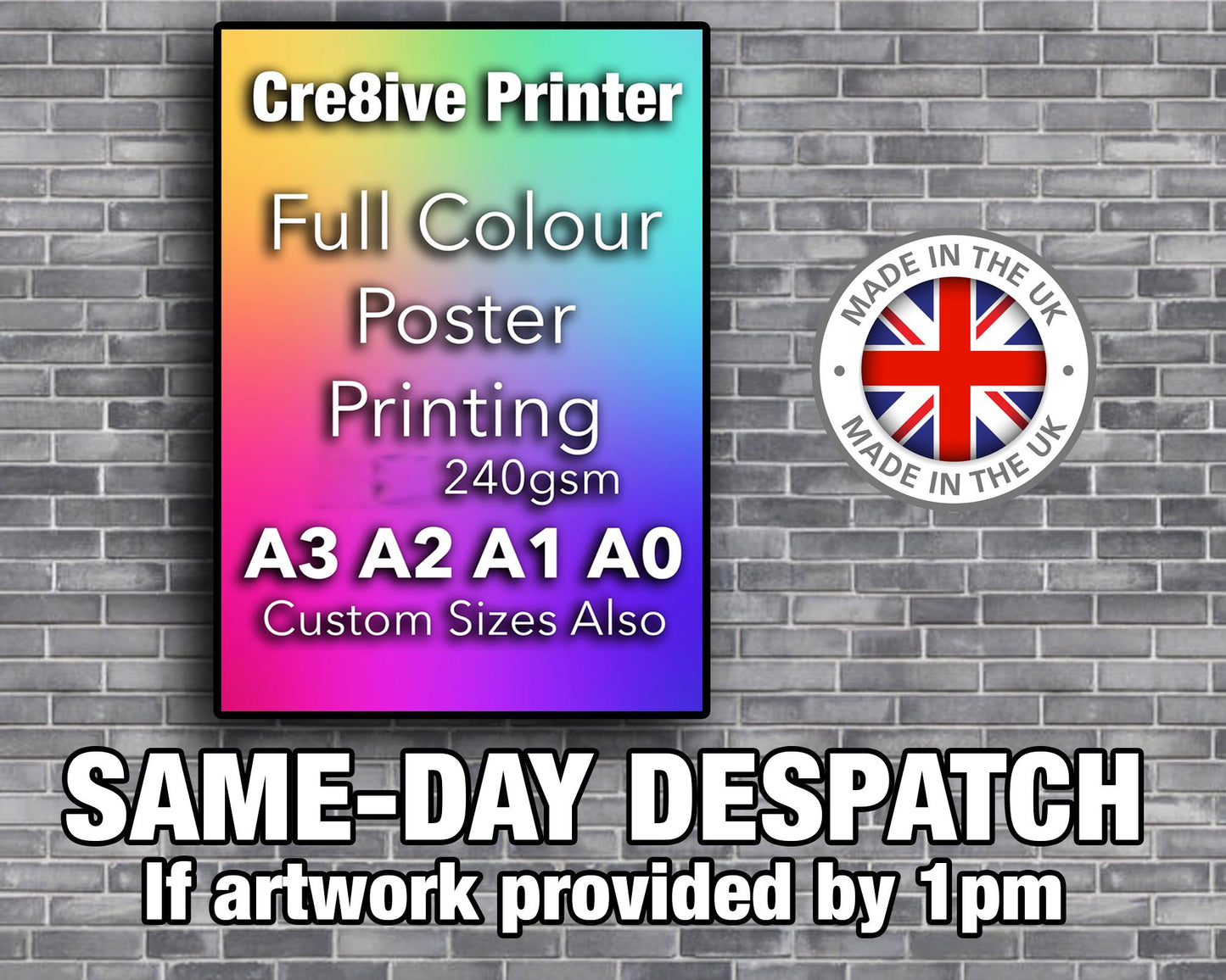 Full Color Poster Printing | Custom Size, 260gsm Gloss