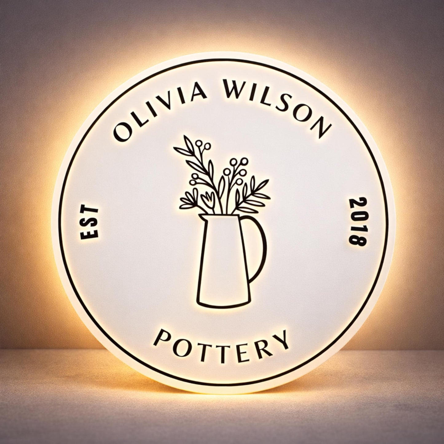 Illuminated Round Acrylic Business Sign